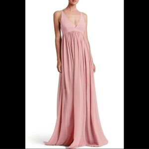 Dress The Population Bridal Phoebe Chiffon Gown in Blush Pink size Medium
